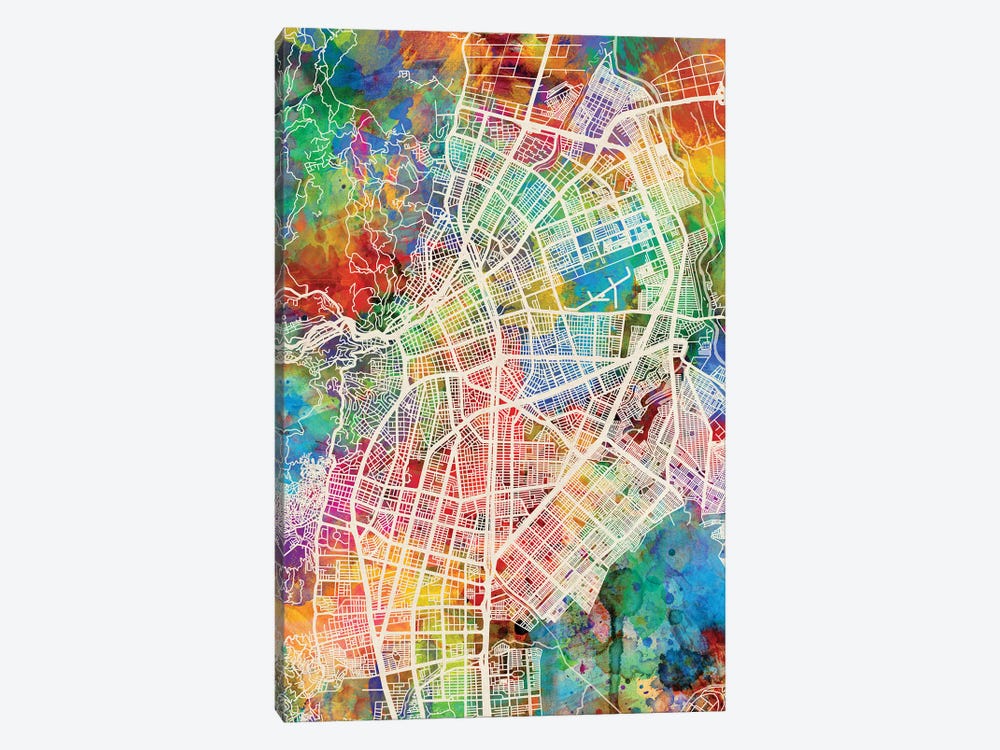 Cali Colombia City Map I by Michael Tompsett 1-piece Canvas Wall Art