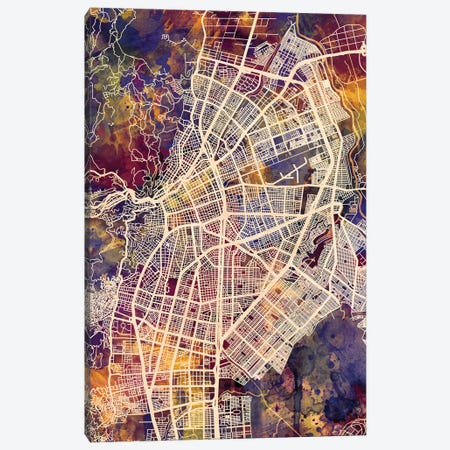 Cali Colombia City Map II Canvas Print #MTO1686} by Michael Tompsett Canvas Print