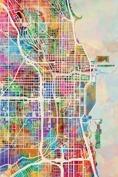 Chicago Maps: Chicago City Street Map I by Michael Tompsett