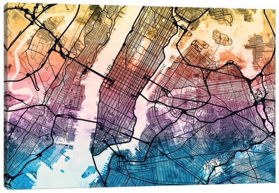 New York City, New York, USA Canvas Art Print - Abstract Maps Art
