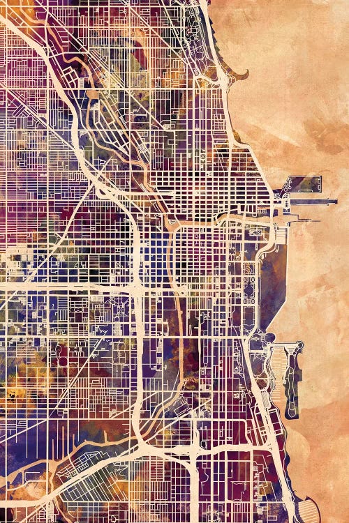 Chicago City Street Map II by Michael Tompsett wall art