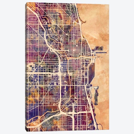 Chicago City Street Map II Canvas Print #MTO1690} by Michael Tompsett Canvas Art Print