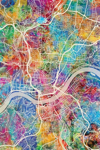 Ohio: Cincinnati Ohio City Map III by Michael Tompsett