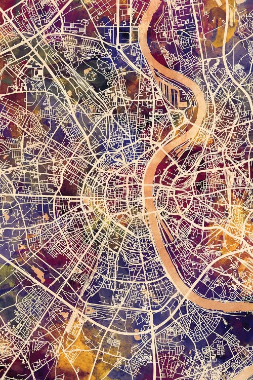 Cologne Germany City Map II by Michael Tompsett wall art