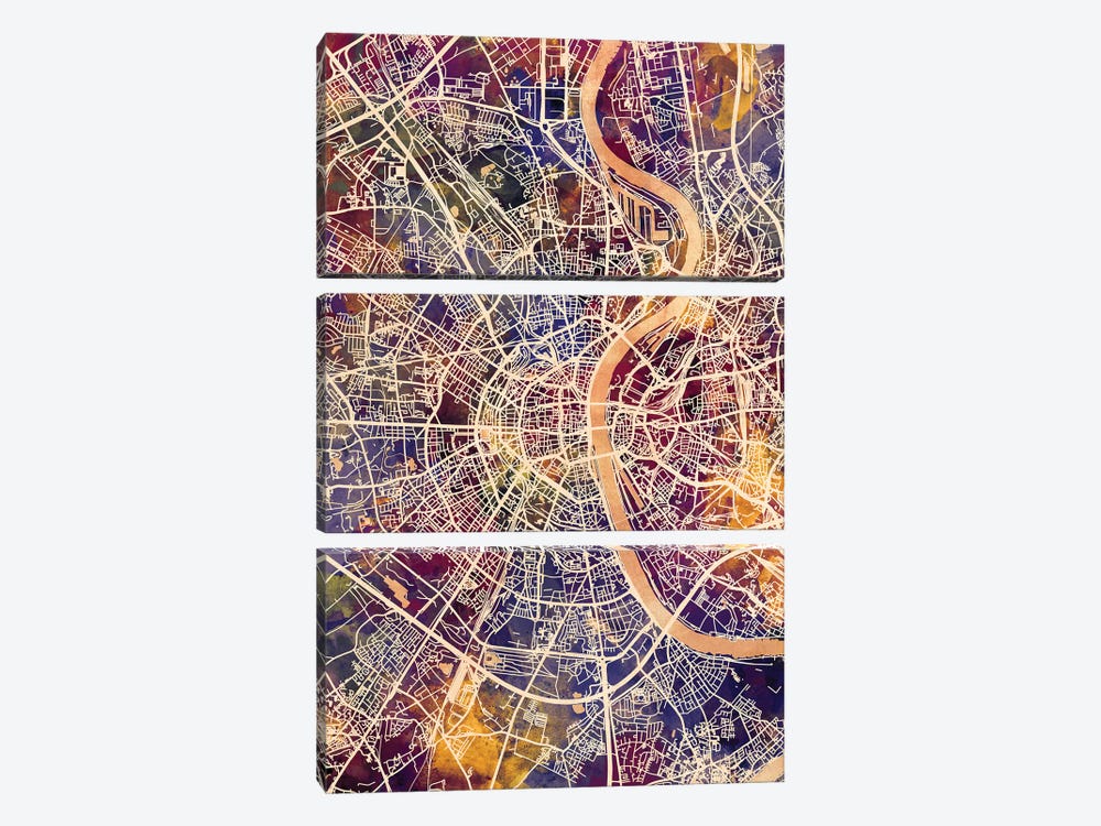Cologne Germany City Map II by Michael Tompsett 3-piece Art Print