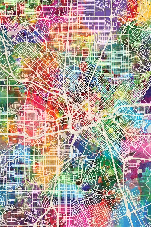Dallas Texas City Map I by Michael Tompsett wall art