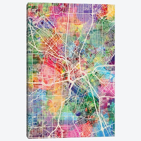 Dallas Texas City Map I Canvas Print #MTO1696} by Michael Tompsett Canvas Art