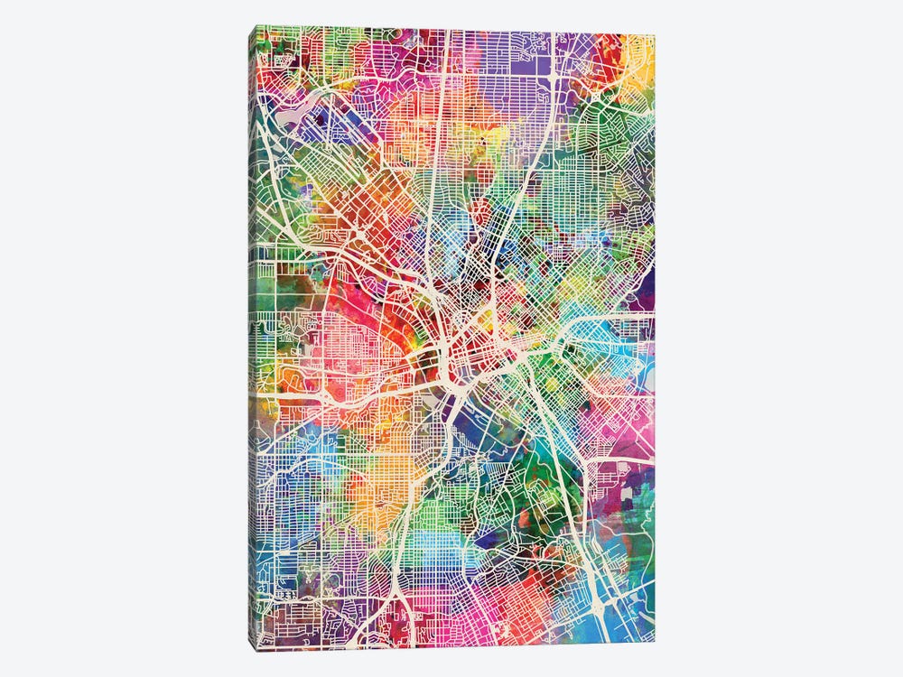 Dallas Texas City Map I by Michael Tompsett 1-piece Canvas Art