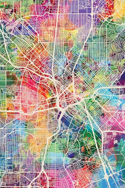 Large Map Art - Canvas Prints: Dallas Texas City Map I by Michael Tompsett