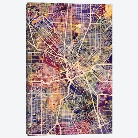 Dallas Texas City Map II Canvas Print #MTO1697} by Michael Tompsett Canvas Wall Art