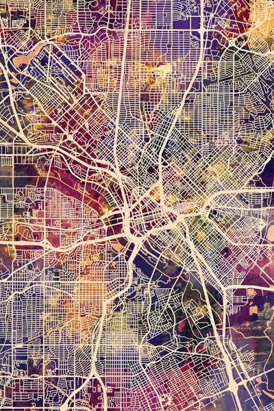 Dallas: Dallas Texas City Map II by Michael Tompsett