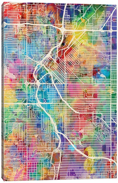 Denver Colorado Street Map I Canvas Art Print - Colorado Art
