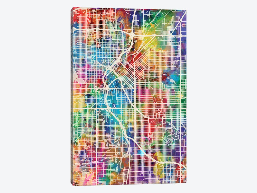 Denver Colorado Street Map I by Michael Tompsett 1-piece Canvas Art