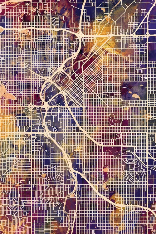 Denver Colorado Street Map II by Michael Tompsett canvas print