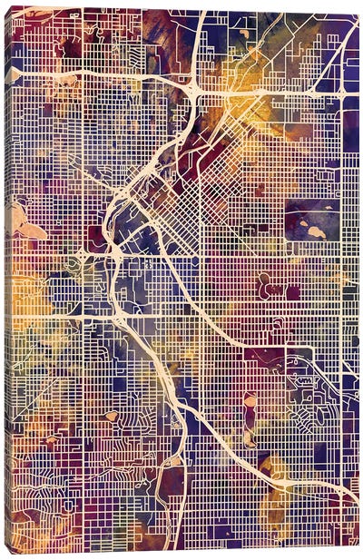 Denver Colorado Street Map II Canvas Art Print - Denver Art