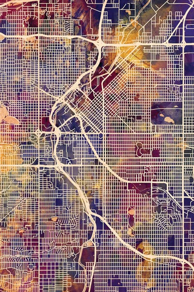 Colorado: Denver Colorado Street Map II by Michael Tompsett