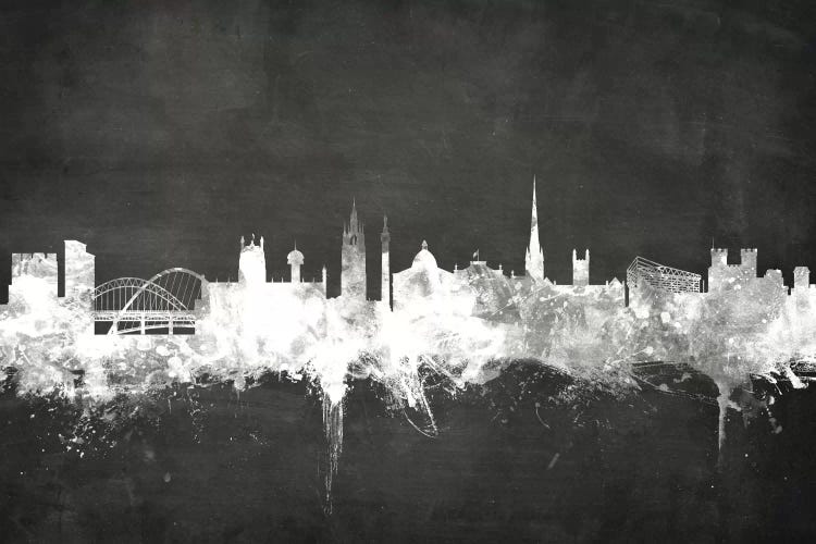 Blackboard Skyline Of  Newcastle, England, United Kingdom