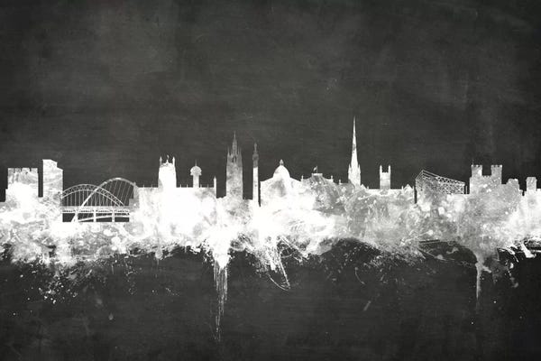 Newcastle: Blackboard Skyline Of  Newcastle, England, United Kingdom by Michael Tompsett