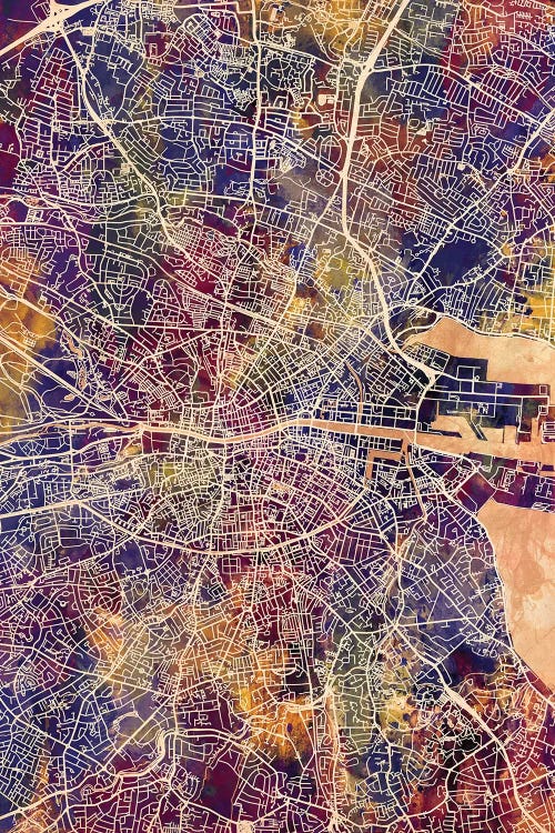 Dublin Ireland City Map II by Michael Tompsett wall art