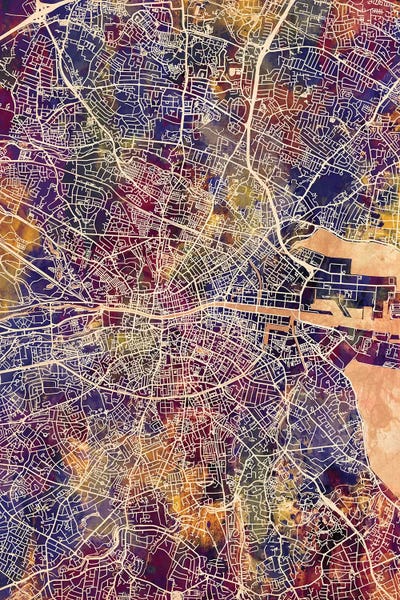 Dublin: Dublin Ireland City Map II by Michael Tompsett