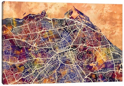 Edinburgh Street Map I Canvas Art Print - Scotland Art