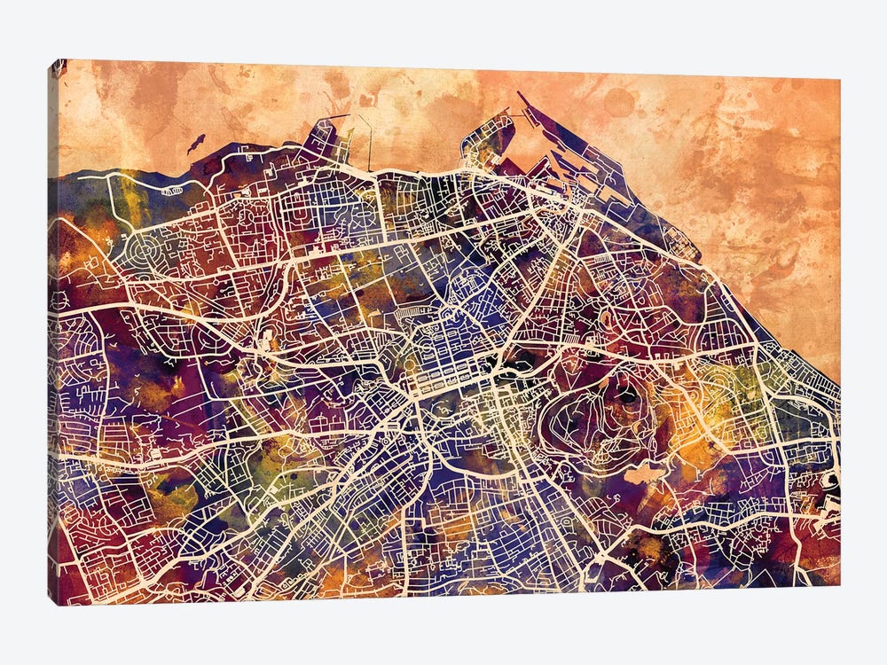 Edinburgh Street Map I by Michael Tompsett 1-piece Canvas Artwork