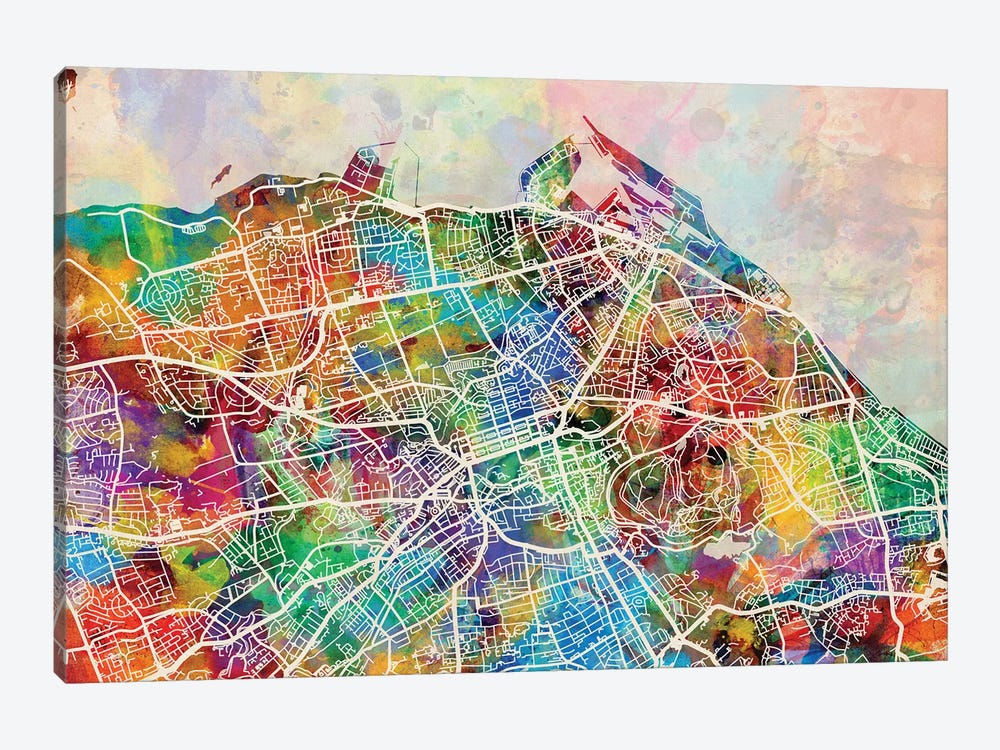 Edinburgh Street Map II by Michael Tompsett 1-piece Canvas Print