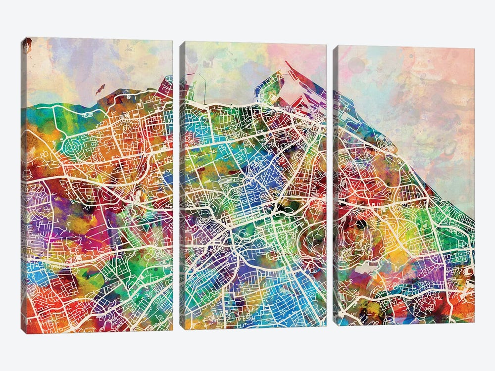 Edinburgh Street Map II by Michael Tompsett 3-piece Art Print