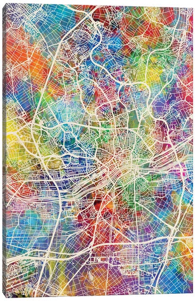 Frankfurt Germany City Map I Canvas Art Print - Frankfurt Art