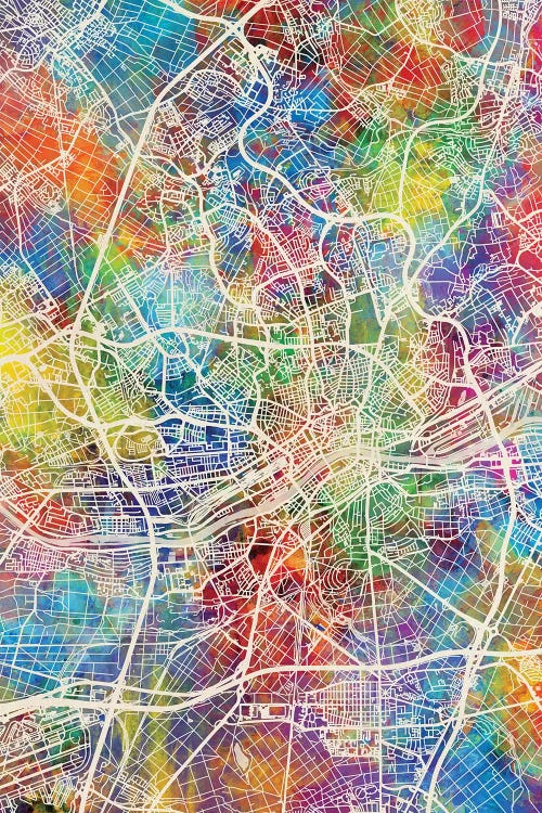 Frankfurt Germany City Map I by Michael Tompsett wall art