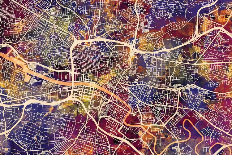 Glasgow Street Map I by Michael Tompsett wall art