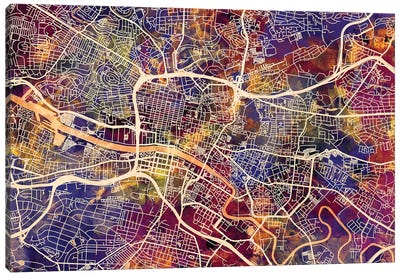 Glasgow Street Map I Canvas Art Print - Glasgow