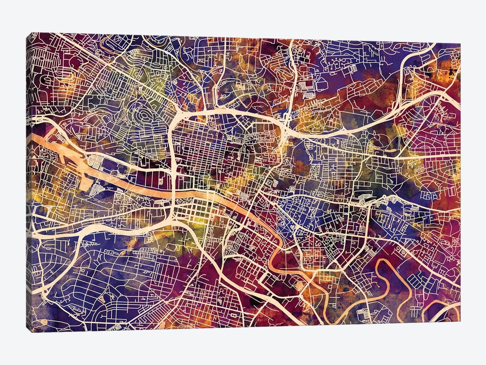 Glasgow Street Map I by Michael Tompsett 1-piece Canvas Artwork