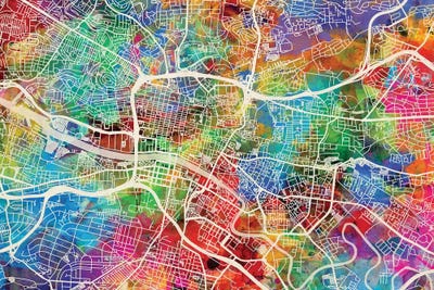 Glasgow Street Map II by Michael Tompsett art print