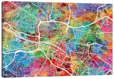 Glasgow Street Map II Canvas Art Print - Glasgow Art