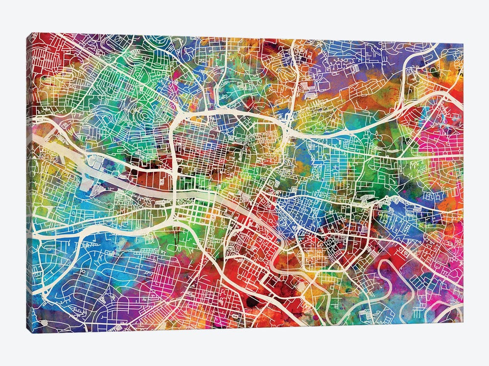 Glasgow Street Map II by Michael Tompsett 1-piece Canvas Art Print