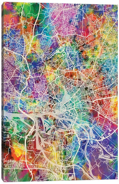 Hamburg Germany City Map I Canvas Art Print - Hamburg