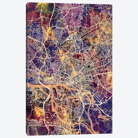 Hamburg Germany City Map II Canvas Print #MTO1711} by Michael Tompsett Canvas Wall Art
