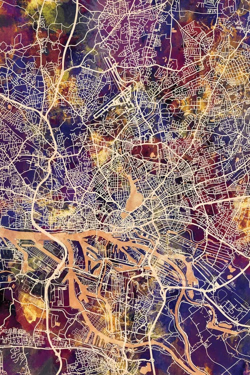 Hamburg Germany City Map II by Michael Tompsett wall art
