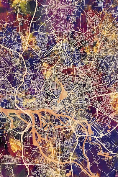 Hamburg: Hamburg Germany City Map II by Michael Tompsett
