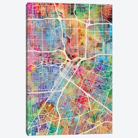 Houston Texas City Street Map I Canvas Print #MTO1712} by Michael Tompsett Canvas Wall Art