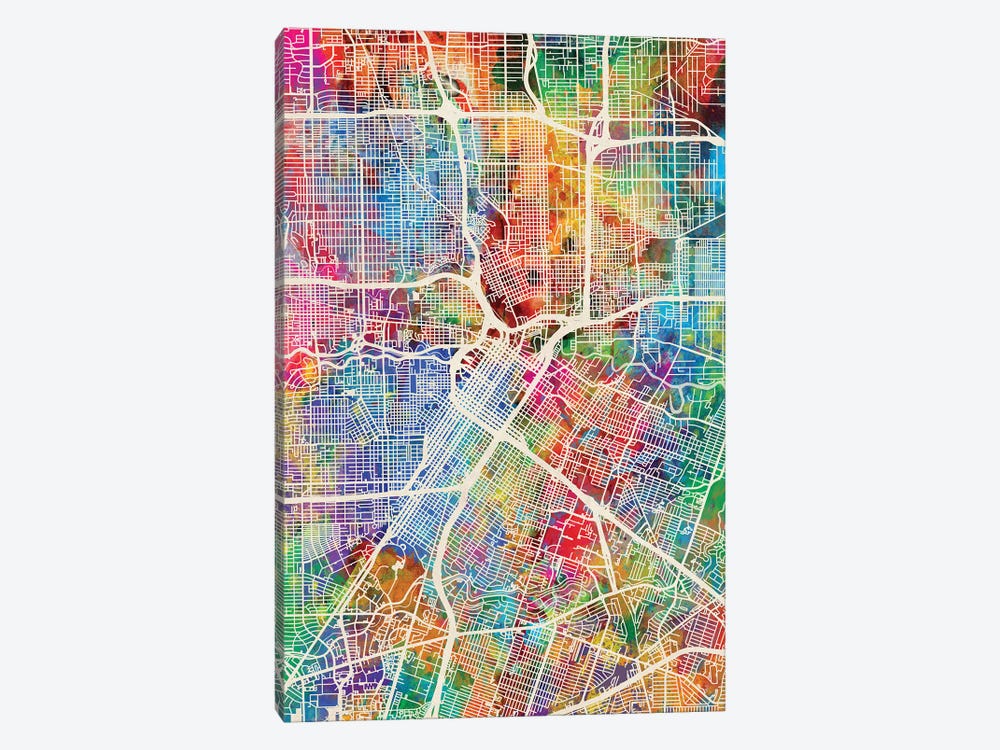 Houston Texas City Street Map I by Michael Tompsett 1-piece Canvas Art Print