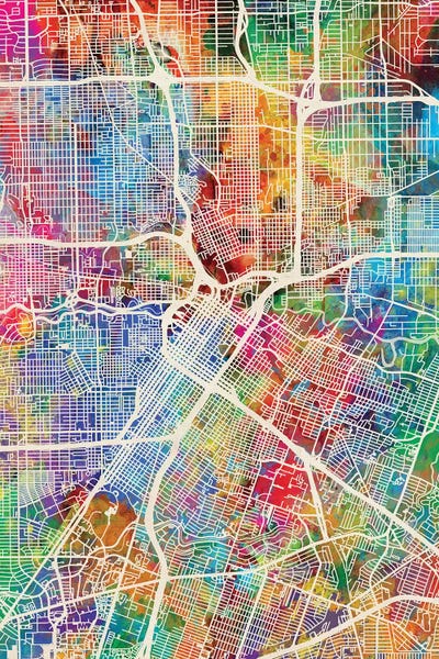 Urban Maps: Houston Texas City Street Map I by Michael Tompsett