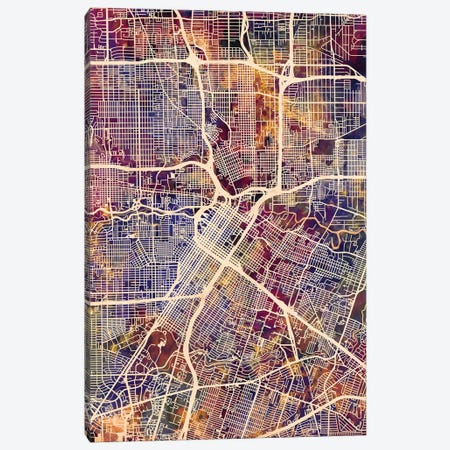 Houston Texas City Street Map II Canvas Print #MTO1713} by Michael Tompsett Canvas Artwork