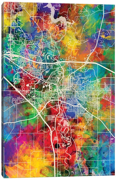 Iowa City Map I Canvas Art Print - Iowa Art