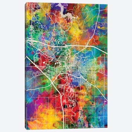 Iowa City Map I Canvas Print #MTO1714} by Michael Tompsett Canvas Print