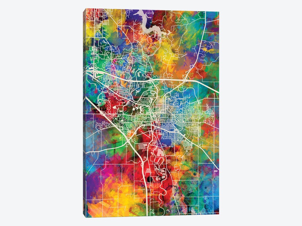 Iowa City Map I by Michael Tompsett 1-piece Art Print