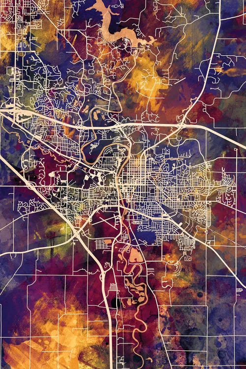 Iowa City Map II by Michael Tompsett wall art