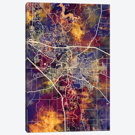 Iowa City Map II Canvas Print #MTO1715} by Michael Tompsett Canvas Art Print