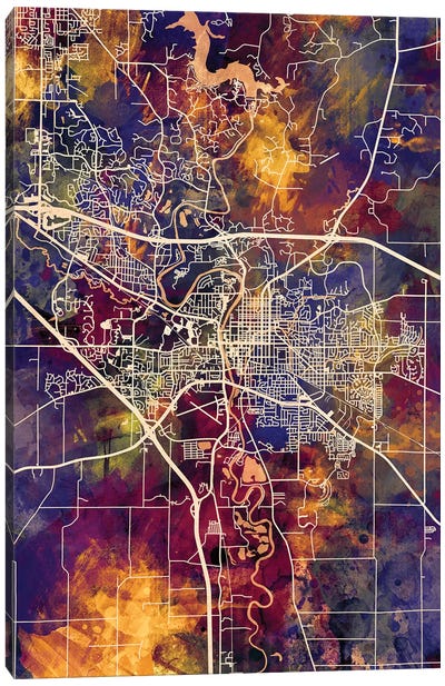 Iowa City Map II Canvas Art Print